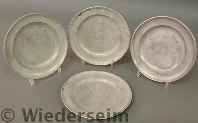 Set of four Continental pewter