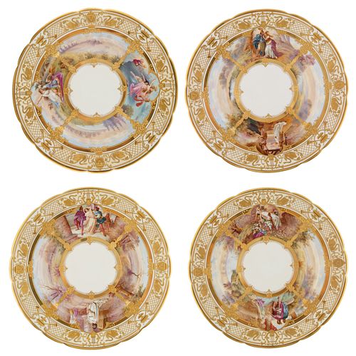 SET OF FOUR DRESDEN PORCELAIN