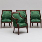 SET OF FOUR EMPIRE CARVED MAHO