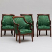 SET OF FOUR EMPIRE CARVED MAHO