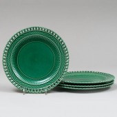SET OF FOUR ENGLISH GREEN GLAZ