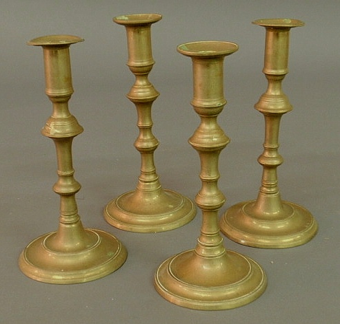 Set of four English Victorian brass
