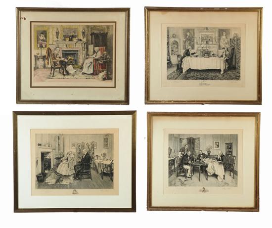 SET OF FOUR ENGRAVINGS.  Signed