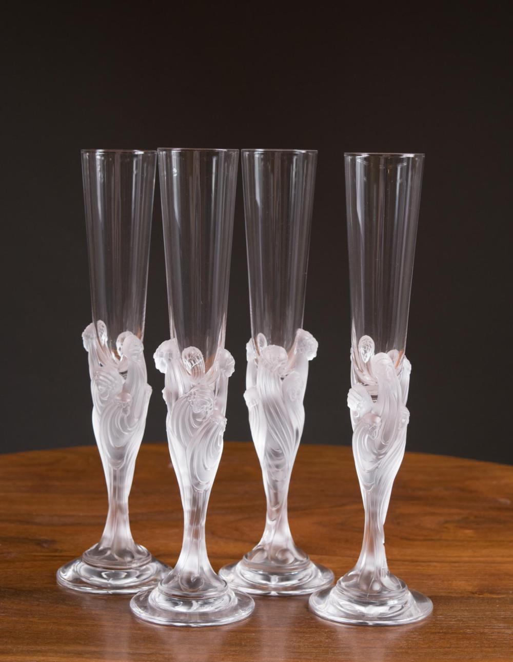 SET OF FOUR ERTE CRYSTAL FLUTE