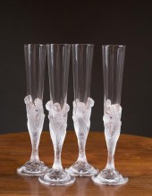 SET OF FOUR ERTE CRYSTAL FLUTE
