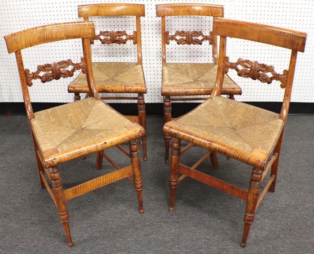 Set of four fancy Sheraton maple