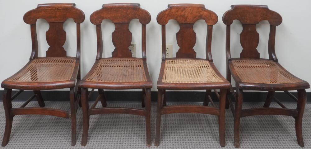 SET OF FOUR FEDERAL MAPLE CANE SEAT