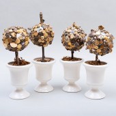 SET OF FOUR FOLK ART BUTTON AN