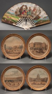 Set of four French color engra