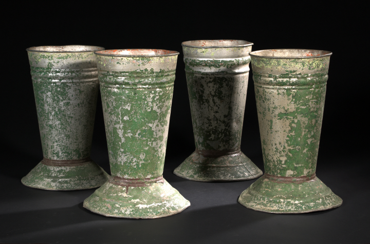 Set of Four French Galvanized Metal