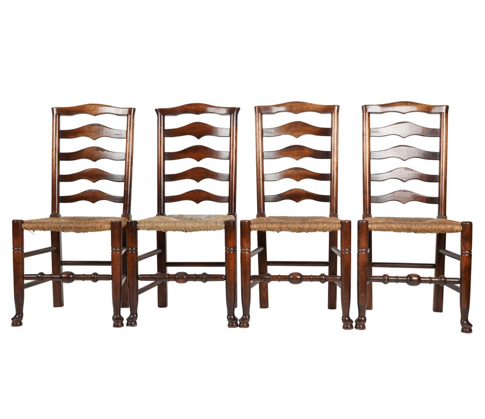 SET OF FOUR GEORGIAN OAK LADDERBACK