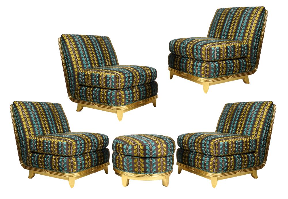 SET OF FOUR GILTWOOD ARMLESS CHAIRS