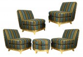 SET OF FOUR GILTWOOD ARMLESS C