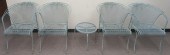 SET OF FOUR GREEN PAINTED WROU