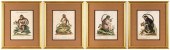 SET OF FOUR HAND-COLORED ENGRA
