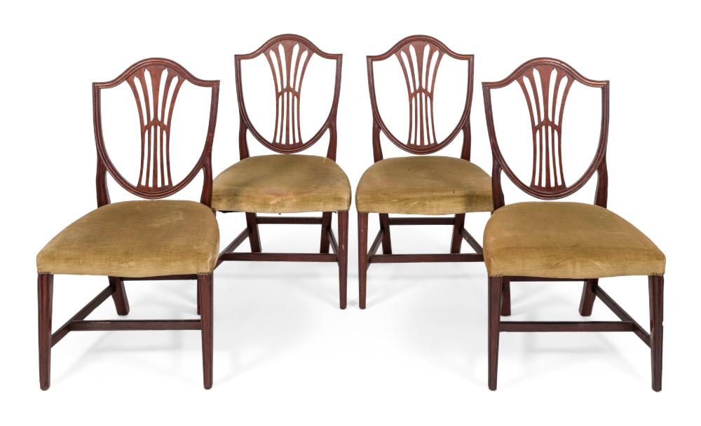 SET OF FOUR HEPPLEWHITE SIDE CHAIRS