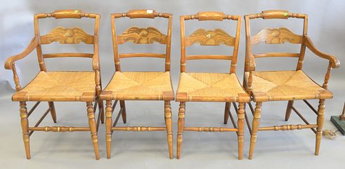 SET OF FOUR HITCHCOCK CHAIRS WITH
