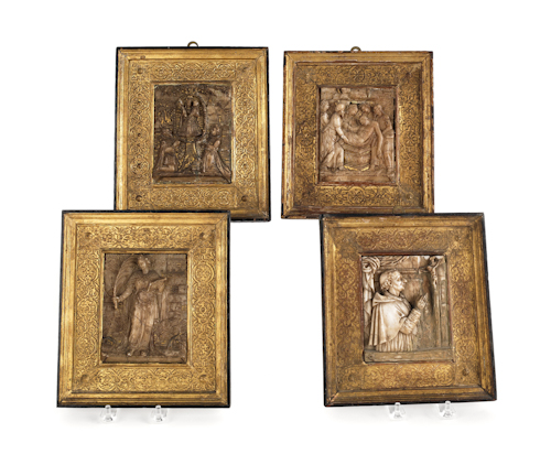 Set of four Italian carved