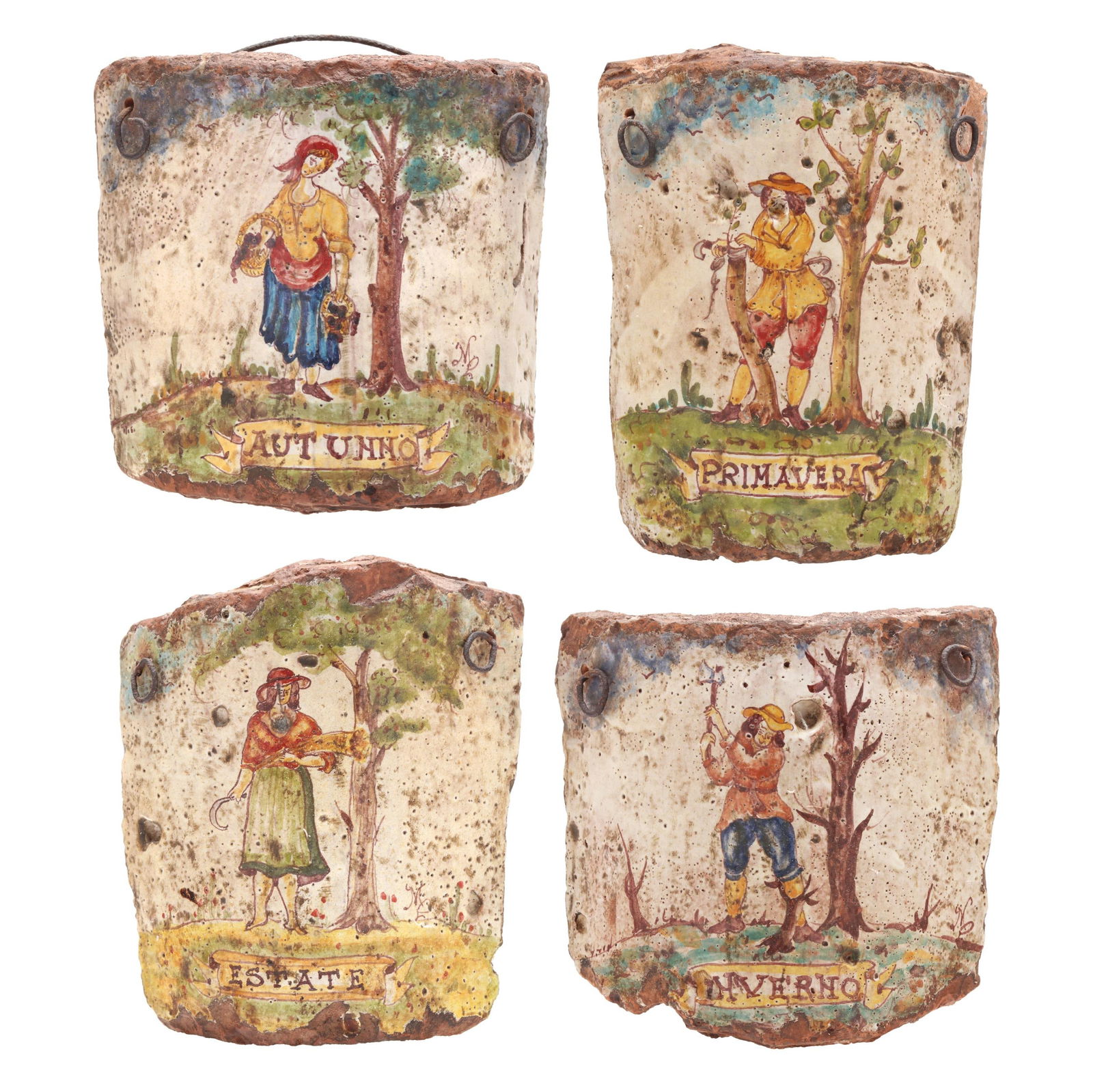 SET OF FOUR ITALIAN FAIENCE ROOF