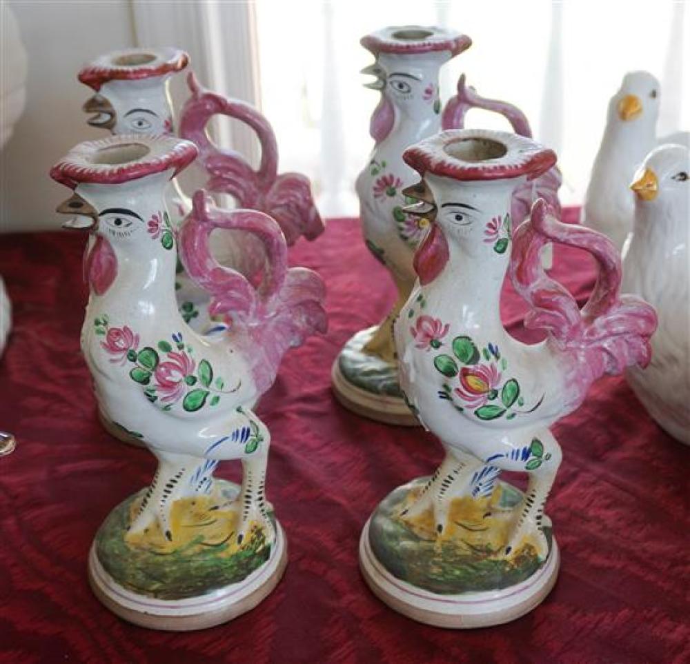 SET OF FOUR ITALIAN FAIENCE ROOSTER