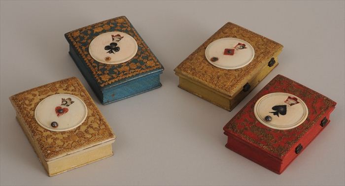 SET OF FOUR IVORY-MOUNTED PAINTED