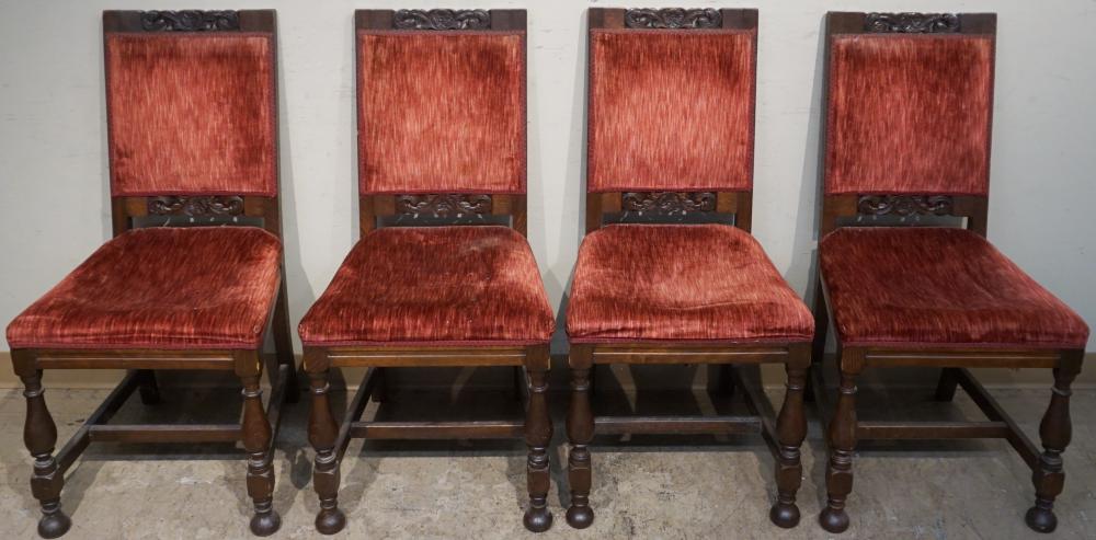SET OF FOUR JACOBEAN STYLE OAK