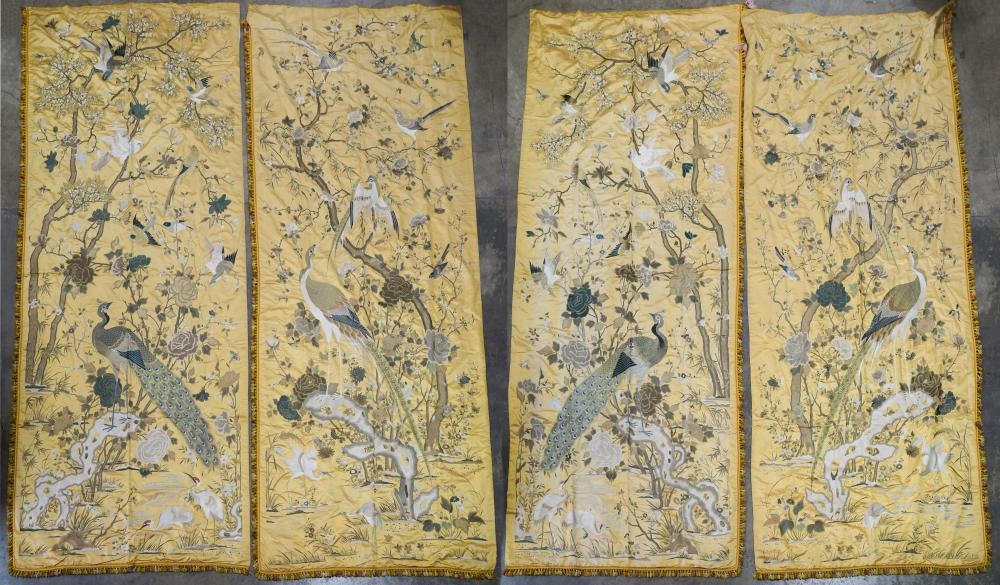 SET OF FOUR JAPANESE EMBROIDERED