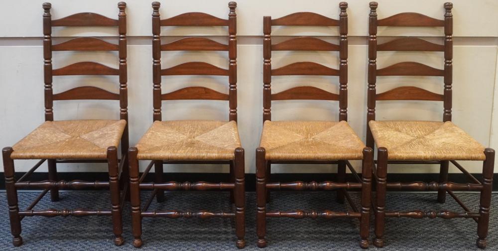 SET OF FOUR LADDER BACK RUSH SEAT