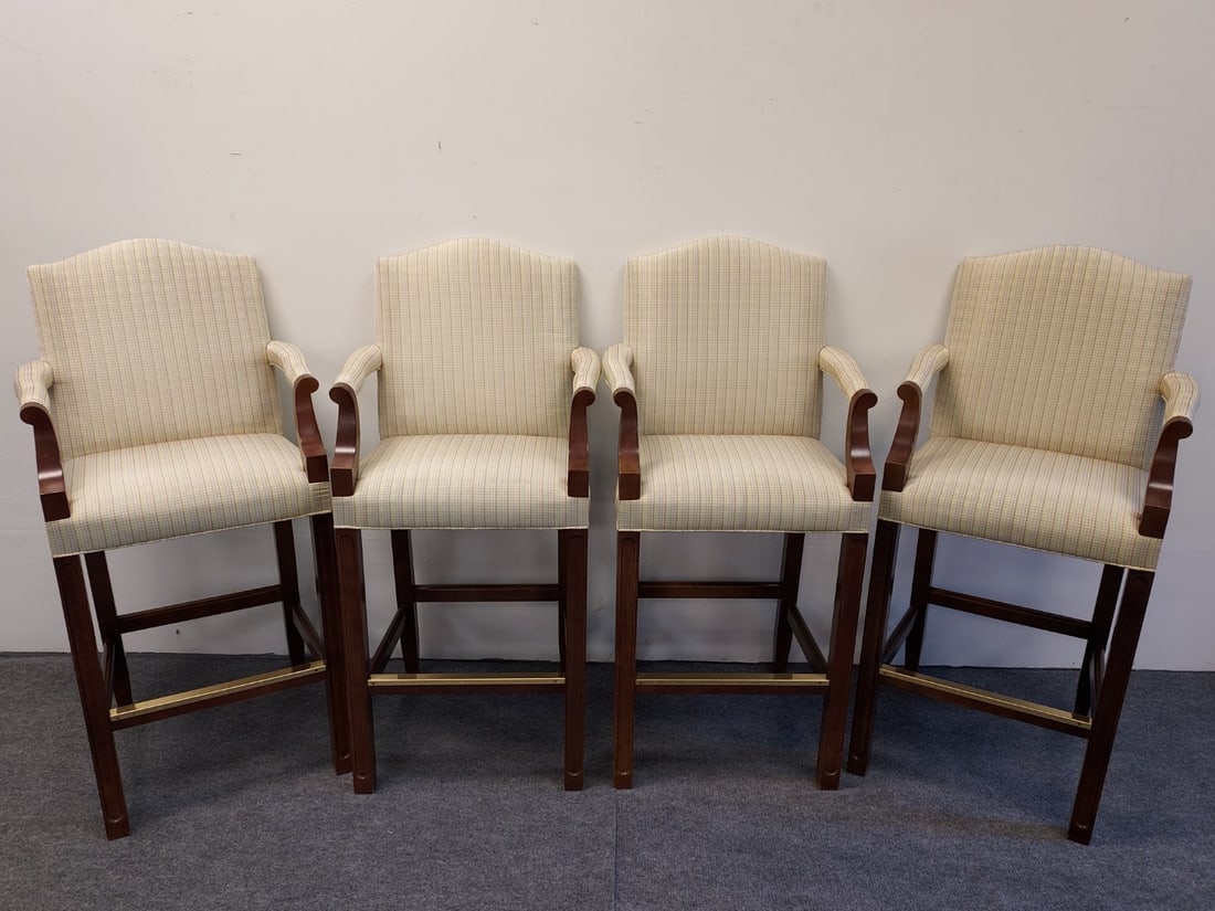 SET OF FOUR MAHOGANY FABRIC