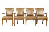 SET OF FOUR MAHOGANY OPEN ARMC