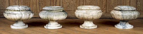 SET OF FOUR MARBLE GARDEN URNS
