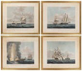SET OF FOUR NAVAL BATTLE SCENE