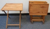 SET OF FOUR OAK FOLDING TABLES