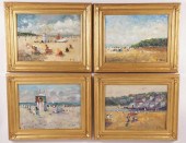 SET OF FOUR OILS ON MASONITE "