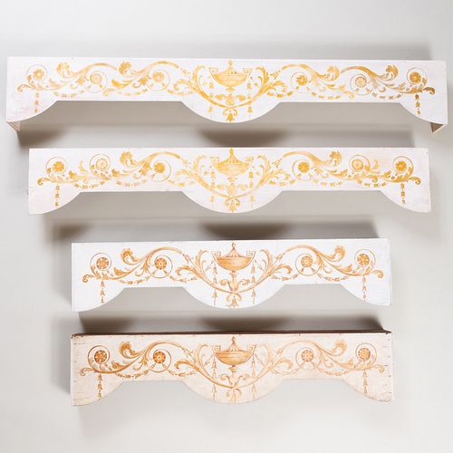SET OF FOUR PAINTED AND STENCILED