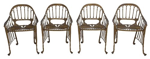 SET OF FOUR PALM FRONT DECORATED