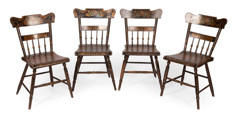 SET OF FOUR PLANK-SEAT SIDE