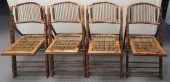 SET OF FOUR RATTAN AND FAUX BA