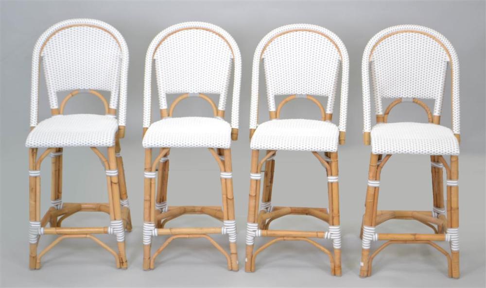 SET OF FOUR RATTAN BAR STOOLSSET OF