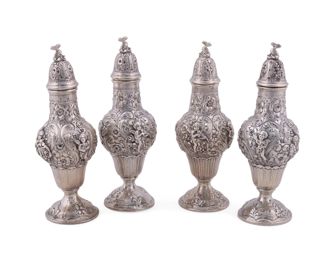 SET OF FOUR ROCOCO STYLE STERLING