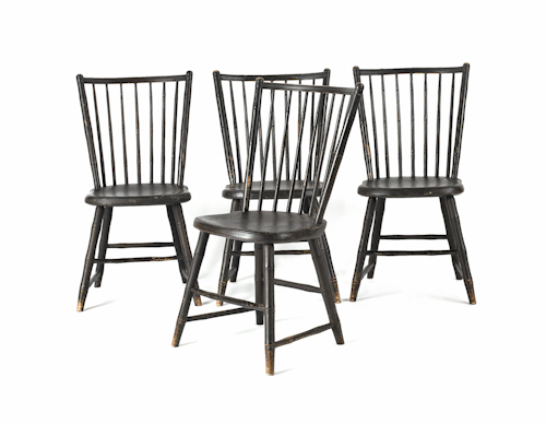 Set of four rodback Windsor side