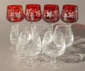 SET OF FOUR RUBY TO CLEAR CUT