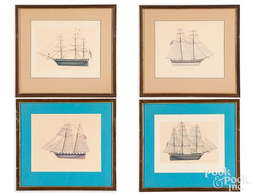 SET OF FOUR SHIP LITHOGRAPHS,