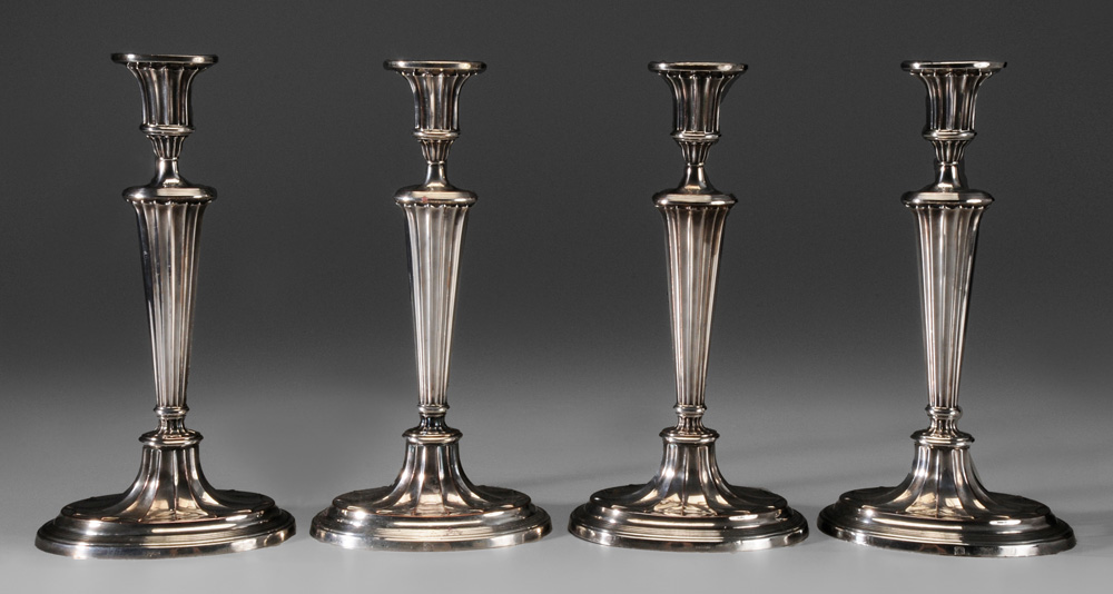 Set of Four Silver-Plated Candl