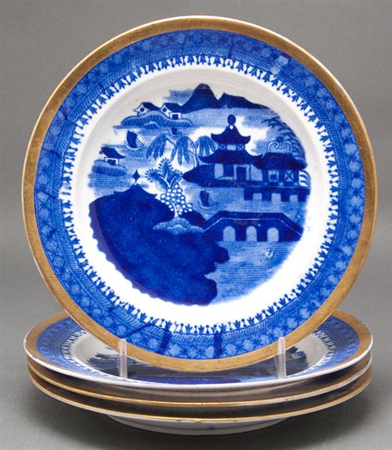 Set of four Staffordshire blue