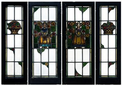 Set of four stained glass