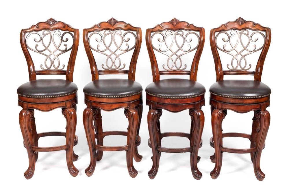 SET OF FOUR SWIVEL BAR STOOLS