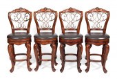 SET OF FOUR SWIVEL BAR STOOLS