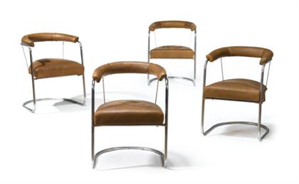 Set of four tubular steel & leather