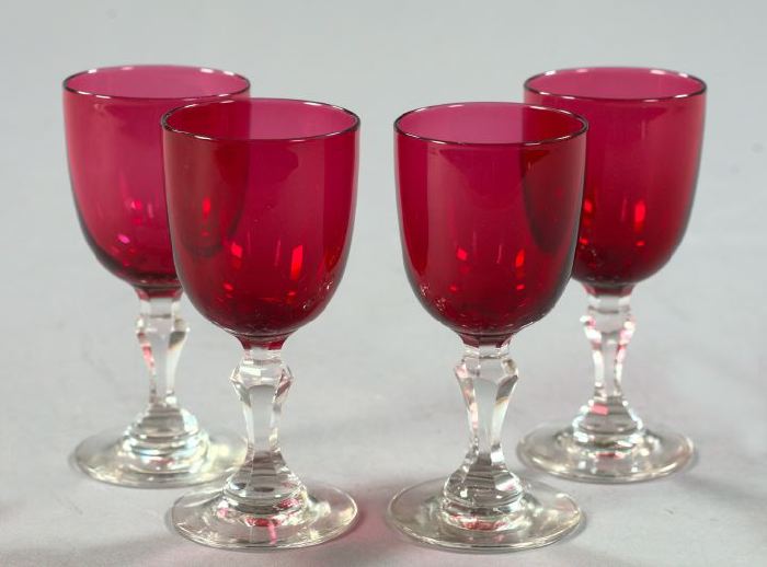 Set of Four Victorian Cranberry
